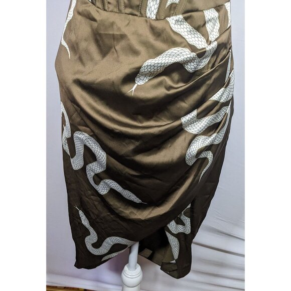 Averie Brown And White Snake Dress With Corset Bodice - Picture 7 of 9